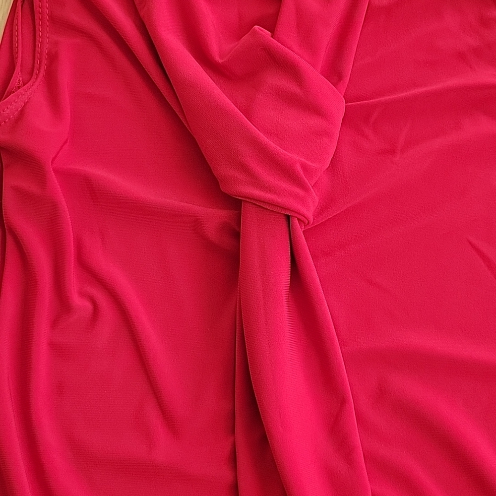Prospect BLVD Red Tie Neck Blouse Size S Sleeveless Work Office Chic Top - Picture 4 of 6